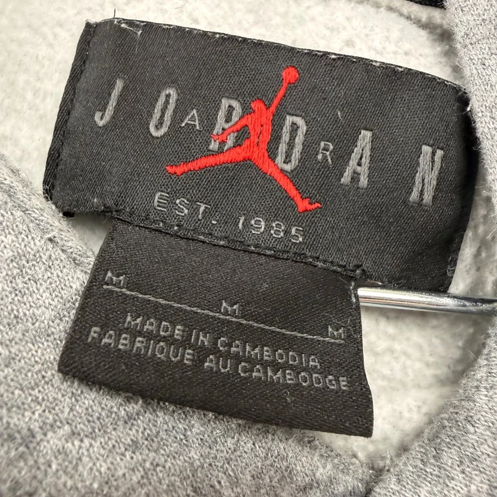 Jordan Jumpman Nike‎ Air Pullover Hoodie Mens Medium Gray Red Graphic Fleece